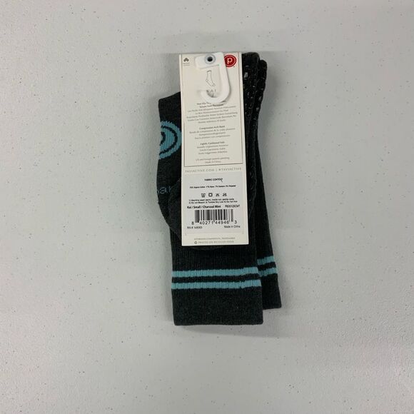 Pure Barre Grip Crew Socks Grey/Teal Small and Medium - Picture 2 of 2